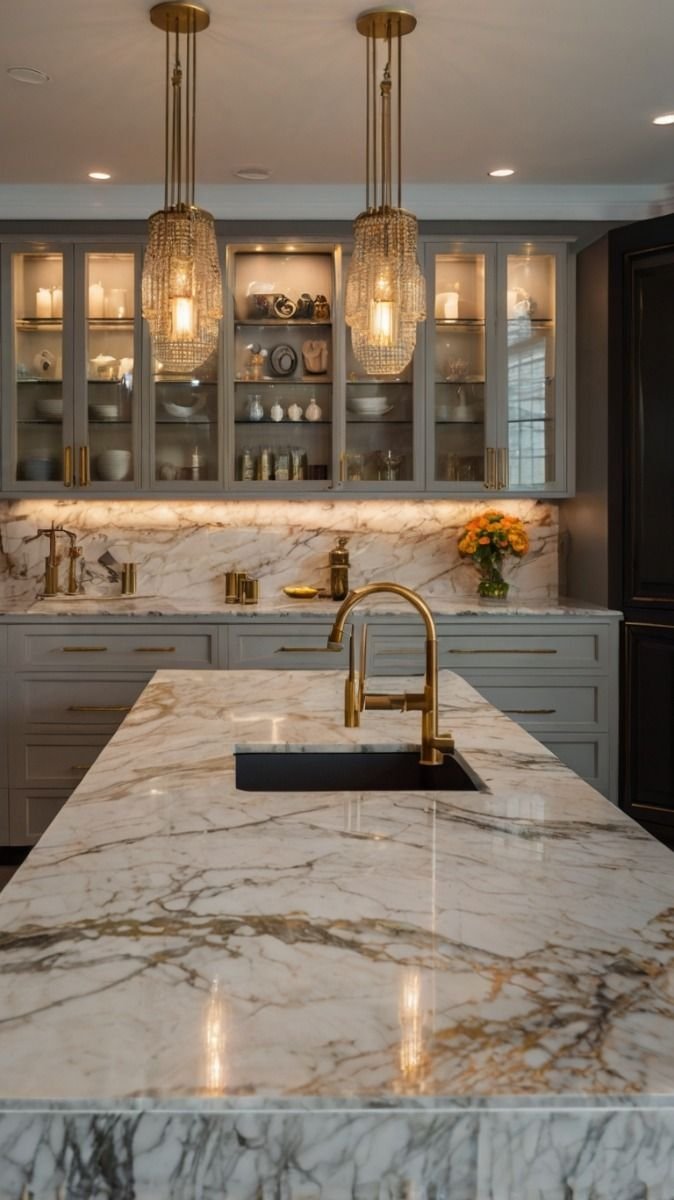 About modern luxury kitchen design with marble accents